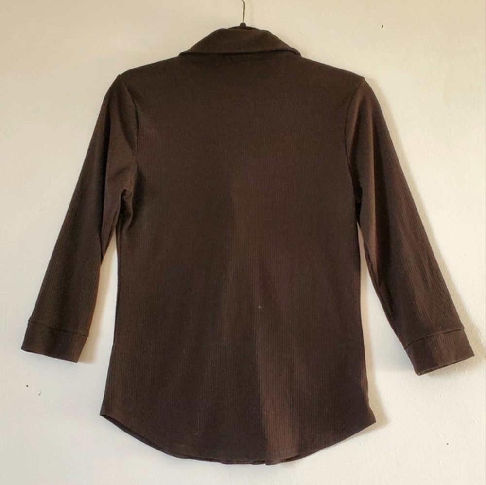 Beacon Apparel Button Top Blouse Black Women Size Small NWOT - Picture 5 of 6